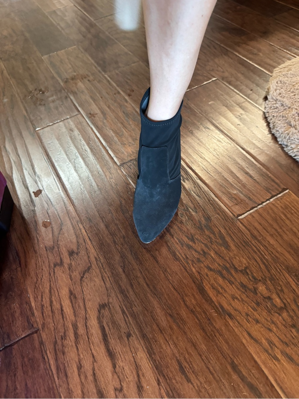 ANTONIO MELANI Black Suede Pointed Toe Ankle Booties Style Suzon size 7.5 - Picture 8 of 13